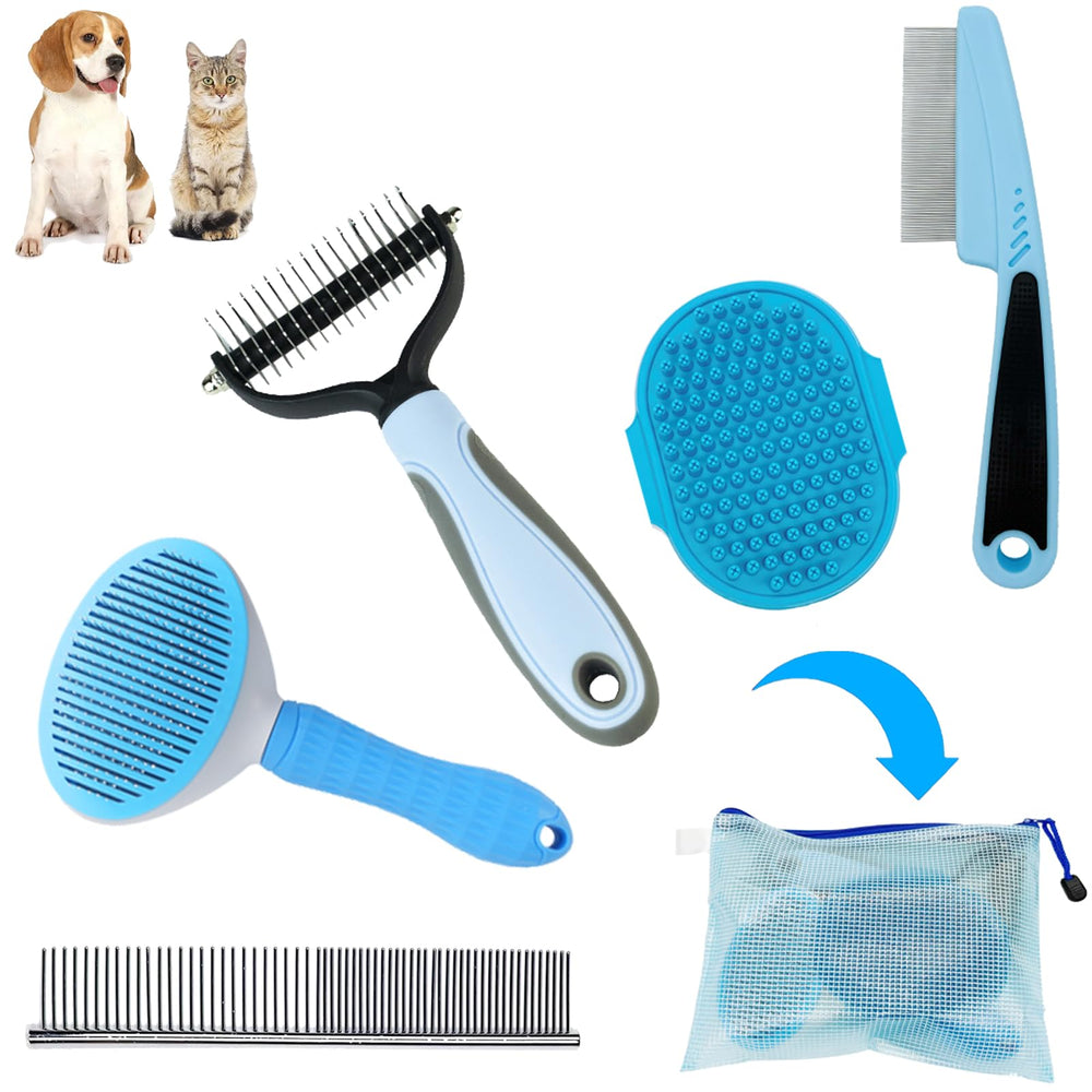 MASTER QUEEN dog brush kit blue pouch for organized home grooming