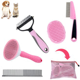 MASTER QUEEN dog grooming kit pink storage bag keeps brushes neatly organized for travel.