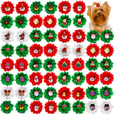 Masue Pets Christmas dog bows pack with assorted patterns for festive holiday styling.