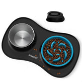 MateeyLife 3in1 dog bowl set with slow-feeder, stainless steel bowl, and silicone mat for clean meals.