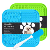 MateeyLife lick mat 2pcs blue-green pack supports calming licking during grooming