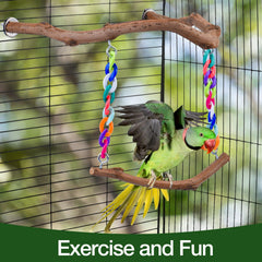 Matutinus bird chewing toy with plastic chains invites interactive texture