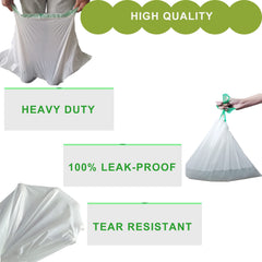 Mavere jumbo litter liners rolls in tote highlighting bulk rolls for long use.