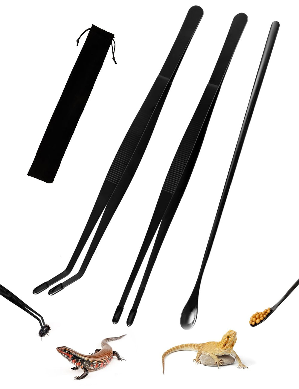 MaviyTxen reptile feeding tongs with rubber tips for gentle, safe feeding.