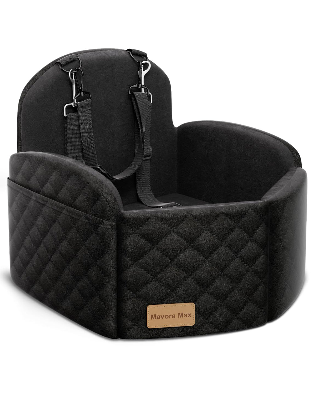 Mavora Max dog car seat in car elevates your pup for safer travel.