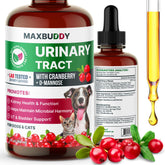 MaxBuddy Natural UTI Treatment bottle promotes urinary comfort for pets.