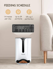 MAXKU automatic cat feeder portion-control shows precise meal sizes for up to four daily servings