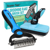 Maxpower Planet dog rake bristles closeup showing gentle undercoat removal for a calmer grooming session.