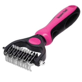 Maxpower Planet double-sided undercoat rake in pink for efficient deshedding and mat removal.