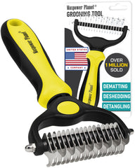 Maxpower Planet grooming brush dual-sided design for dematting and desshedding.