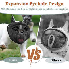Mayerzon humane muzzle demonstrates drinking feature during walks or vet visits