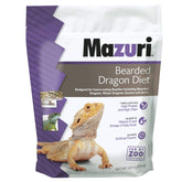 Mazuri Bearded Dragon Food insect-portion-bag highlights omega-3 enriched nutrition for active reptiles.