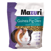 Mazuri Timothy-Based Guinea Pig Food bag front view highlights complete nutrition for small pets.