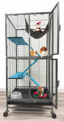 Mcage Deluxe Double Unit 2-Story cage offers ample space for play and climbing.