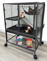 Mcage Deluxe Two Tiers Cage on rolling stand for easy relocation during cleaning