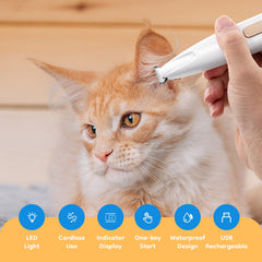 Mcbazel Pet Micro Precision Trimmer LED light illuminates tiny areas for precise trimming.
