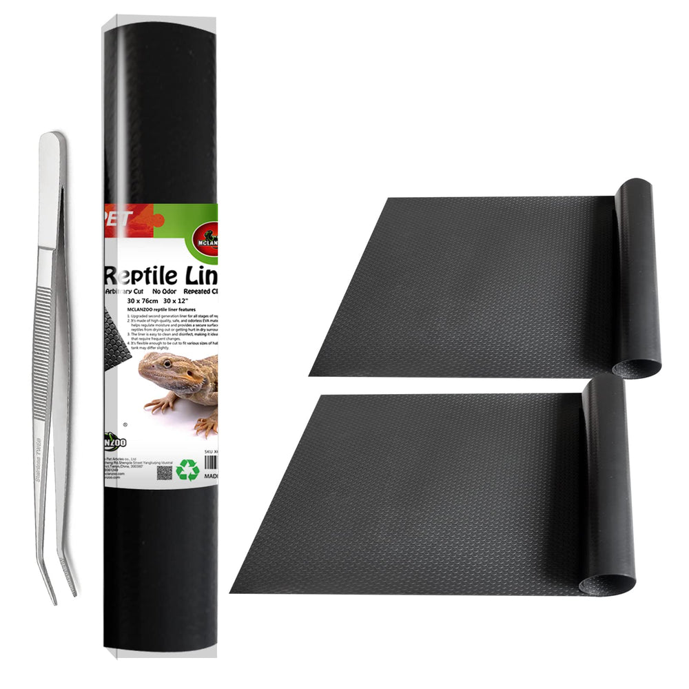 MCLANZOO reptile substrate mat front view with two-piece setup showing anti-slip surface for safety.