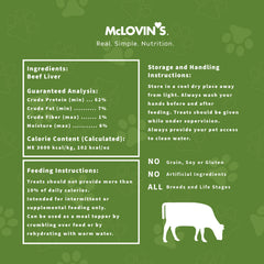 Single-ingredient McLovin's liver toppers shown on a feeding dish