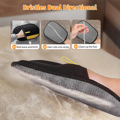 Mcocoee Pet Hair Removal Glove on large fabric area shows substantial cleaning coverage.