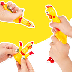 MCPINKY detachable-head chicken showing replaceable shriek device design.