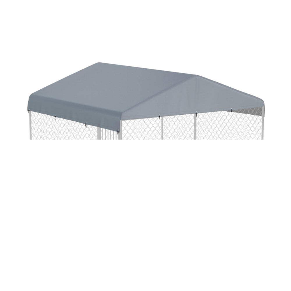 MDHAO dog kennel cover 10x10 gray top protects against rain and sun.