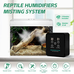 MECESOR 360 rotating nozzles provide complete humidity coverage around reptiles.