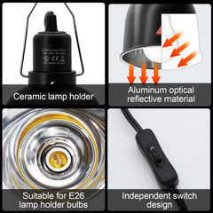 MECESOR reptile light fixture E26 ceramic head handles up to 160W