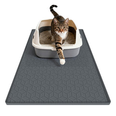 MECHEER Cat Litter Mat placed beside the box catches stray litter, keeping floors clean