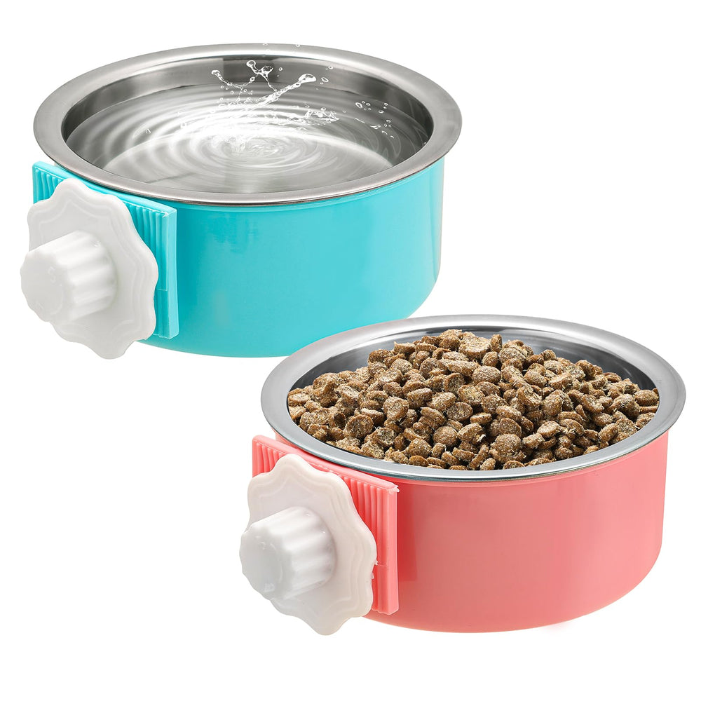 Mechpia crate dog bowl blue hanging: secure crate feeding with mess-free design.