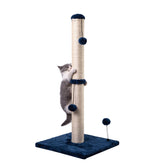 MECOOL 34-inch navy cat scratching post side view protects furniture during play