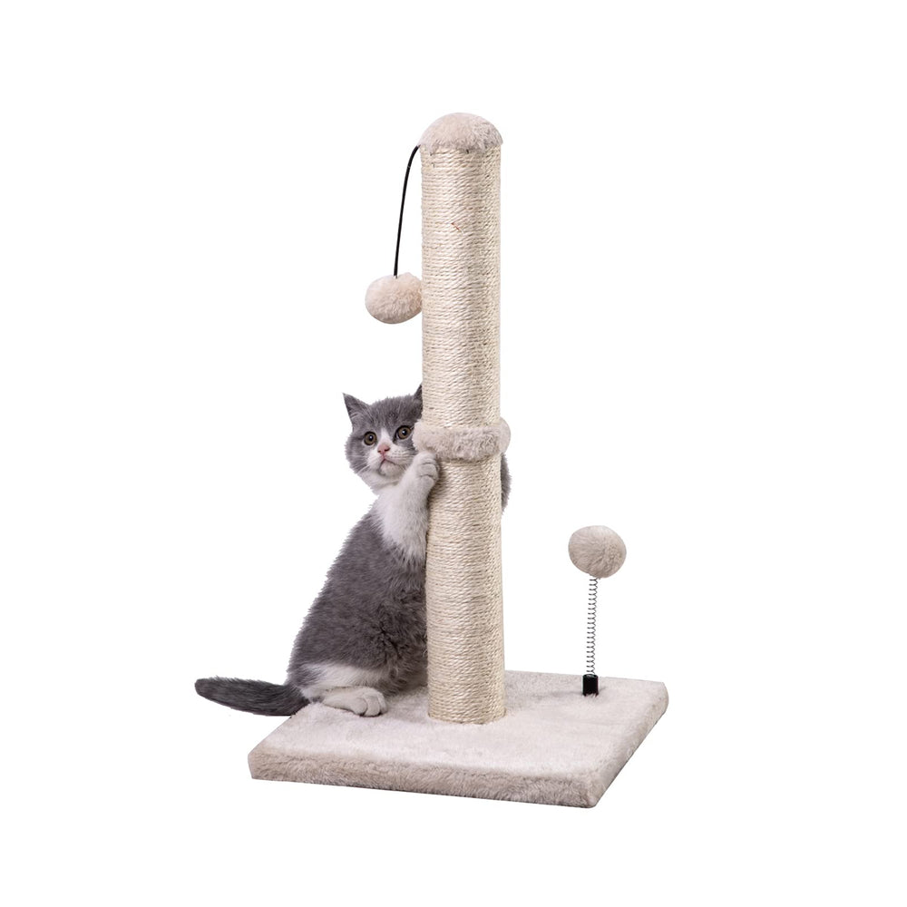 MECOOL cat scratching post beige with 22-inch height supports kittens and reduces furniture wear.