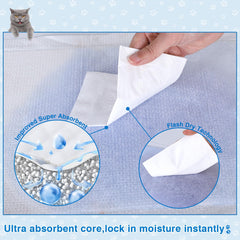 MED Cat Litter Pads triple-leakproof-back image demonstrates leak prevention and dry litter tray.