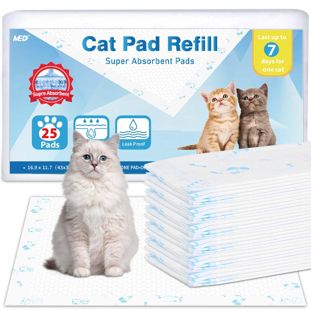 MED Cat Litter Pads 25-count packaging for bulk refills and easy replacement.