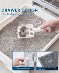 Medario litter mat with non-slip back catches spills near feeding area.