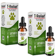 MediNatura T-Relief drops bottle shows pet-friendly joint support