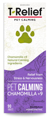 MediNatura T-Relief pet calming box image promoting natural calm during storms.