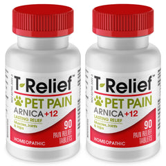 MediNatura T-Relief tablets bottle front for pet pain support.