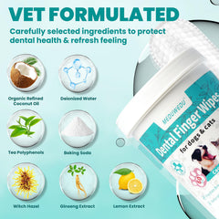 MEDUWEDU Finger Wipes on finger for easy pet teeth cleaning.
