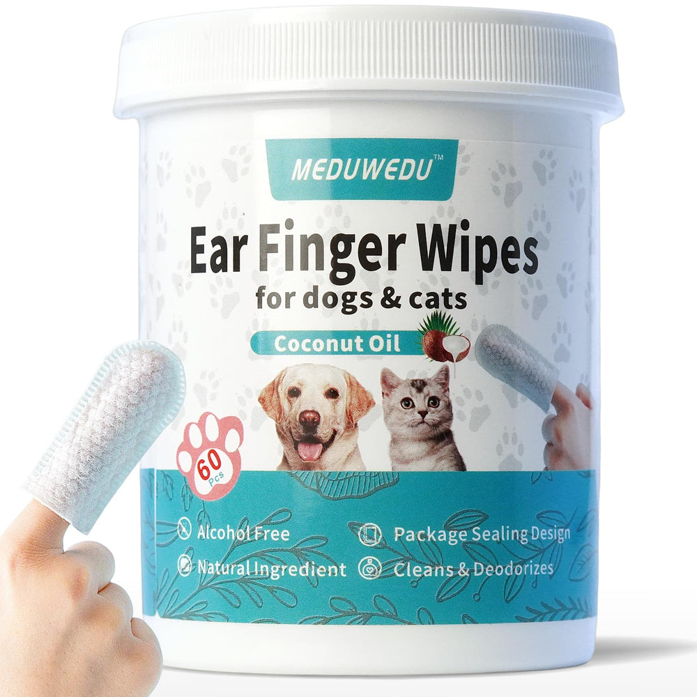 MEDUWEDU ear cleaner finger wipes pack for convenient on-the-go pet ear care.