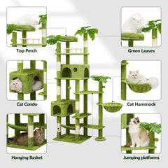 Meecal 77in cat tower with sisal posts for durable scratching and claw health