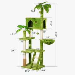 Meecal 65in cat-tree cozy-perch elevated vantage for lounging and observation