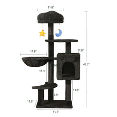 Meecal Gothic Black Cat Tree multi-level climbing for indoor exercise