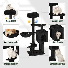 Meecal Gothic Black Cat Tree features sisal posts for satisfying scratching