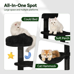 Meecal Gothic Black Cat Tree soft condo for privacy and rest