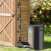 Meegood dog poop trash can outside with lid for odor control and easy waste disposal.