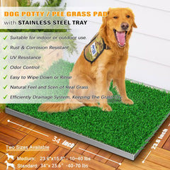 Meegood dual grass pad rotation system—fast drainage reduces odors in pet spaces