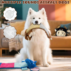 MeetYooo cattle no-stuffing dog toy squeaky for boredom relief and teething fun.