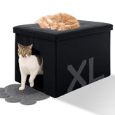 MEEXPAWS cat litter box enclosure front view emphasizes privacy and space-saving design