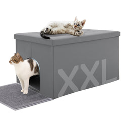MEEXPAWS cat litter box enclosure assembly shows quick setup and space-saving design.