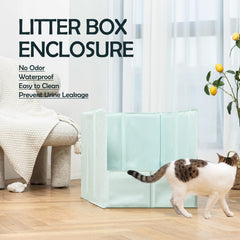 MEEXPAWS cat litter enclosure seamless waterproof highlights a leak-free shield that simplifies cleanup.
